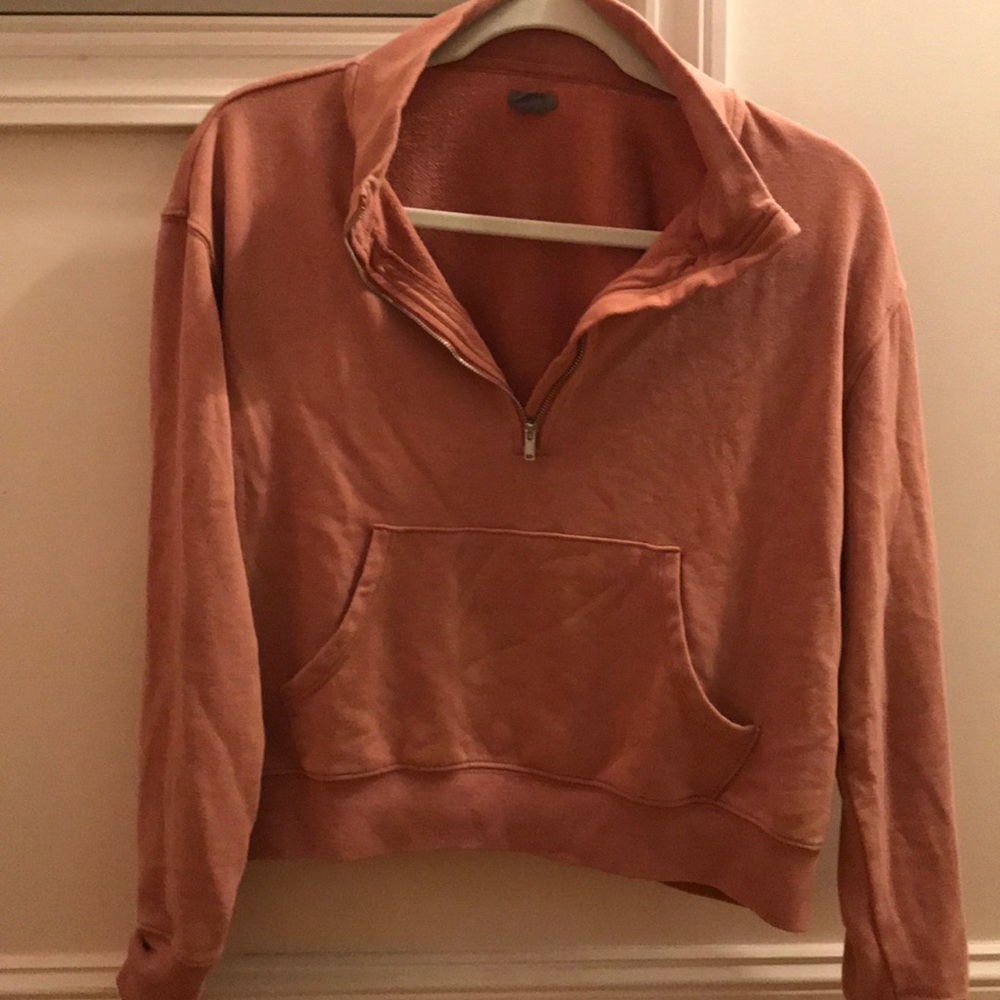 Cropped blush pink Aerie quarter zip